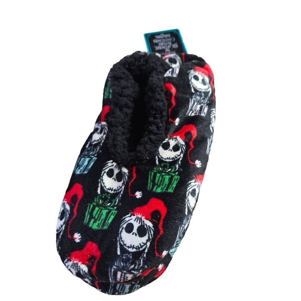 Nightmare Before Christmas Slippers Disney Woman's Size 7-9.5 Fuzzy Baba Sherpa